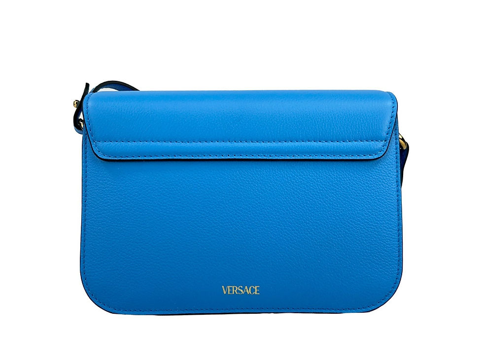 Thumbnail: Versace La Medusa Blue Leather Shoulder Crossbody Bag Purse