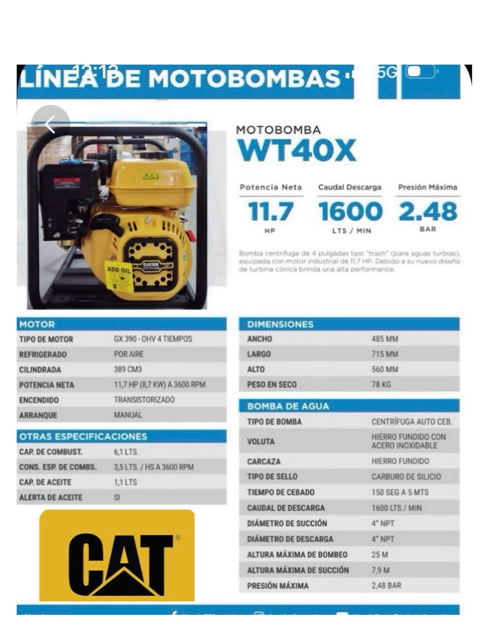 Miniatura: BOMBA DE AQUA -CAT-CATER