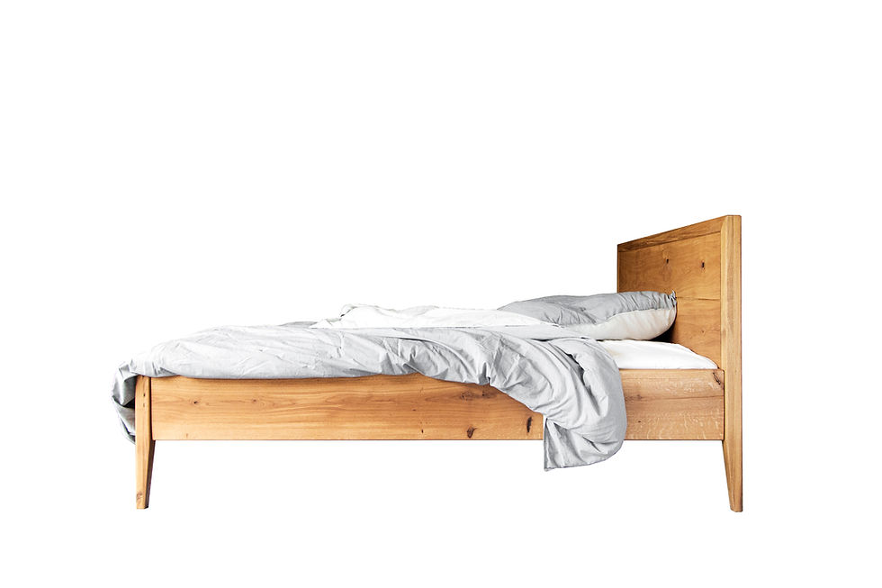 Thumbnail: Bettgestell Eiche modern klassisch, Bett Eiche massiv klassisch, Klassisches Bett aus Massivholz, Eichenbett 180x200