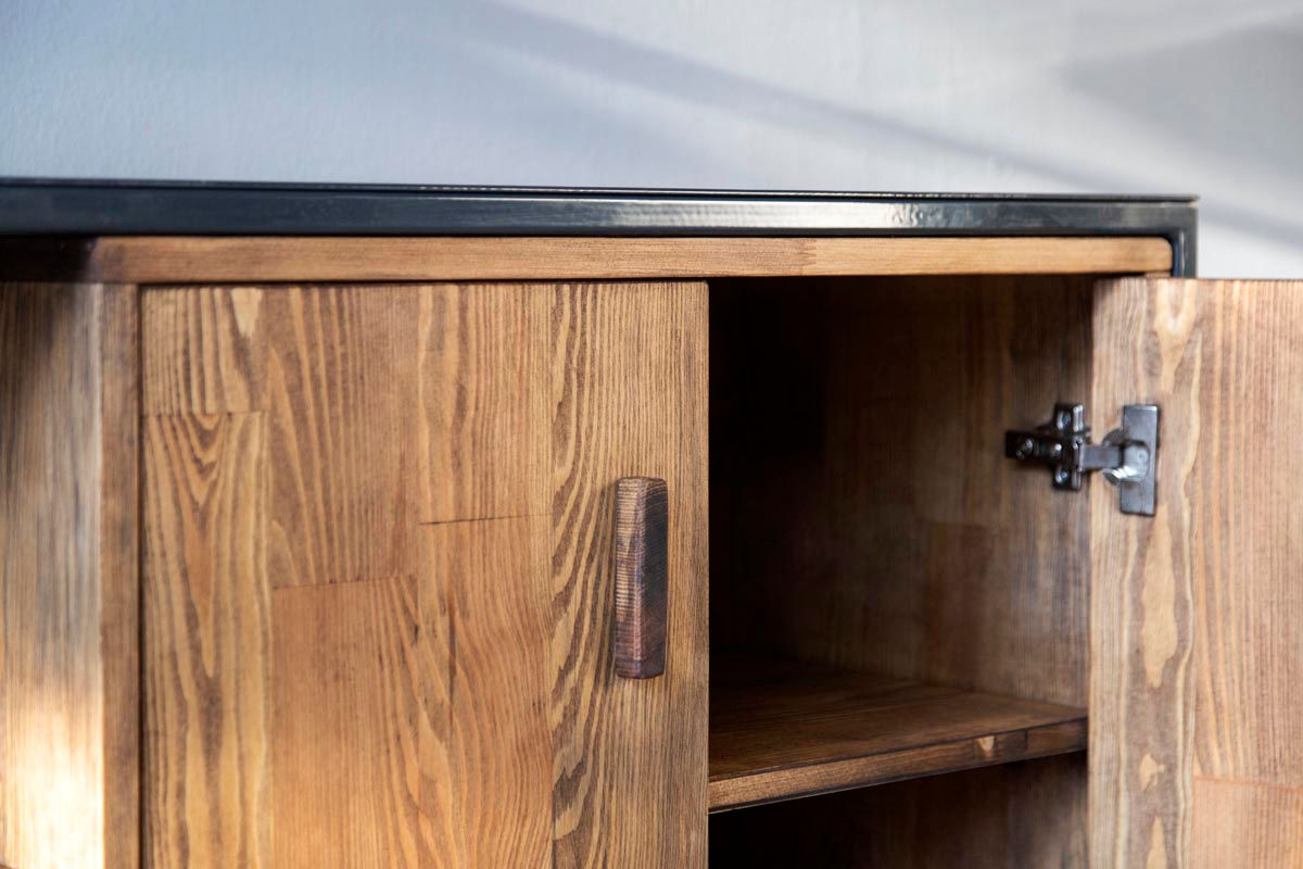 Kommode Sonja – Bauholz, Anthrazit kommode - VanFraai - anthrazitgraue Gestell, Kommode aus Massivholz, Kommode Industrial