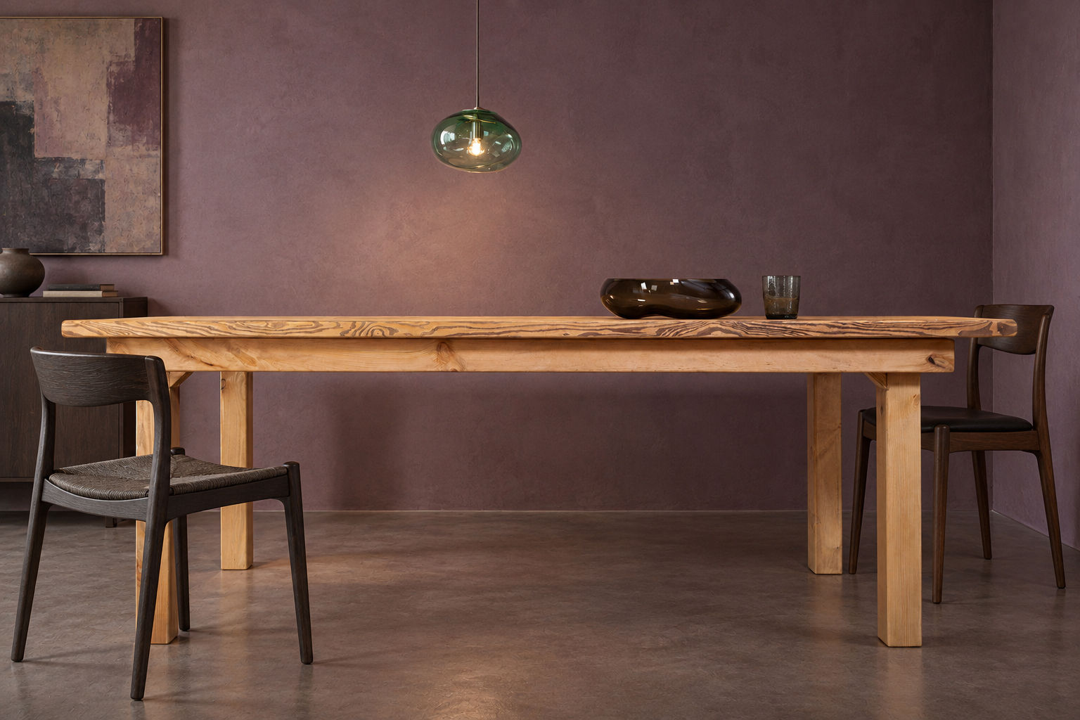 VanFraai Massivholz Esstisch Daan mit klassischem weißen Holzgestell und gerader Tischkante im Landhausstil