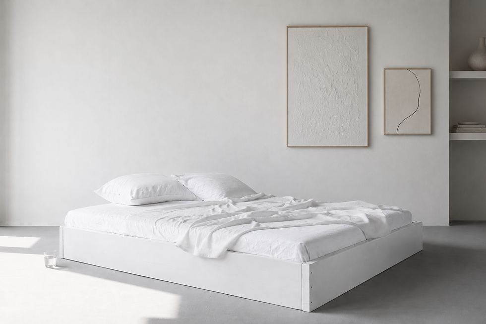 VanFraai modernes weißes Bett aus Massivholz