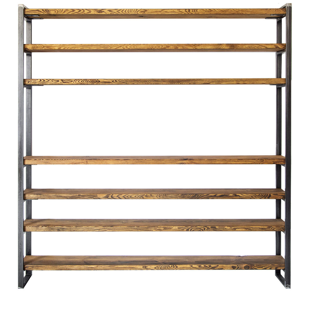 Regal Holz Metall, Bücherregal Holz, Standregal Wohnzimmer, Wandregal massiv Holz