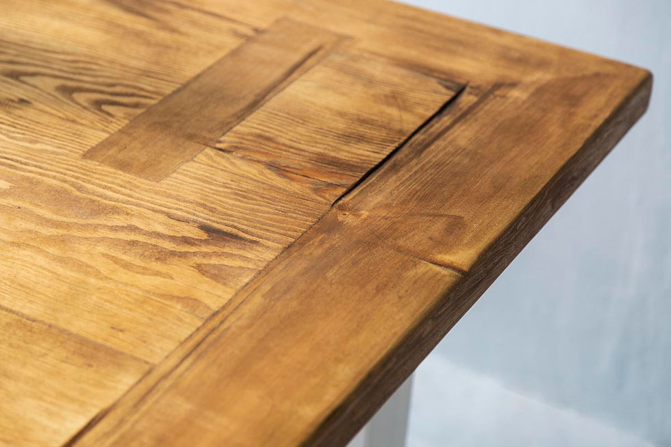 Landhaus Esstisch Bauholz massiv, Bauerntisch Holz mit Rahmen, rustikaler Esstisch mit Querstrebe, Tisch mit Bohlenplatte