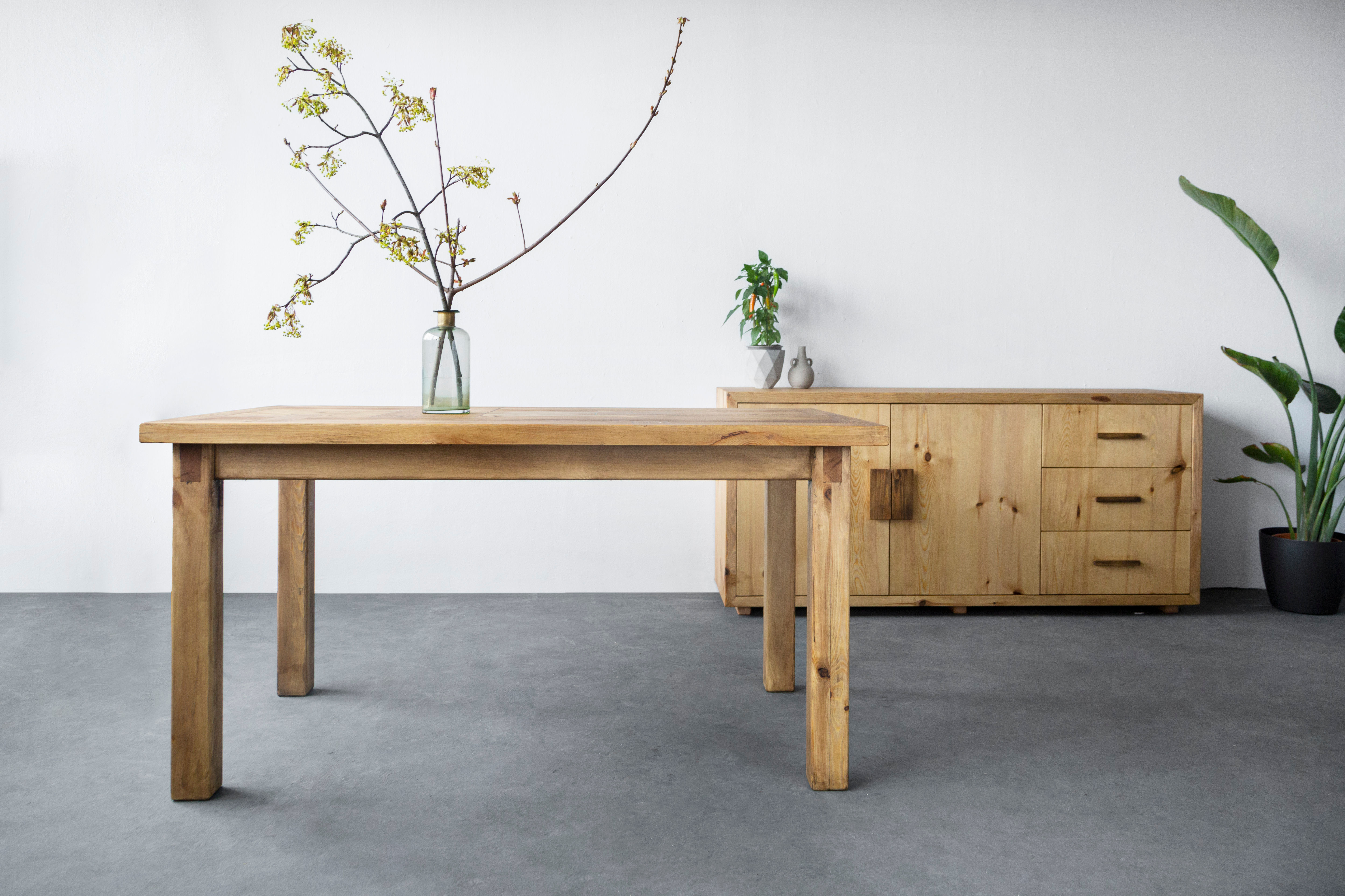 Bauerntisch Elisa-Susanne aus Bauholz - EichenTisch Vollholz, VanFraai - Designer Tisch 180x90 cm