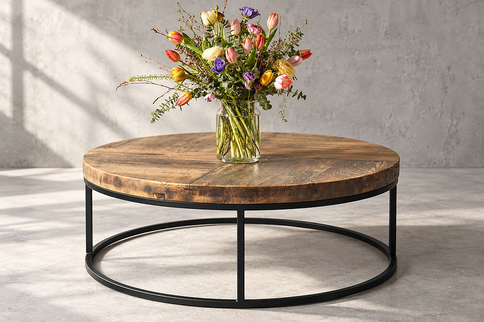 Couchtisch Dijon aus rustikaler Eiche mit Stahlbeinen 100x60 cm – VanFraai