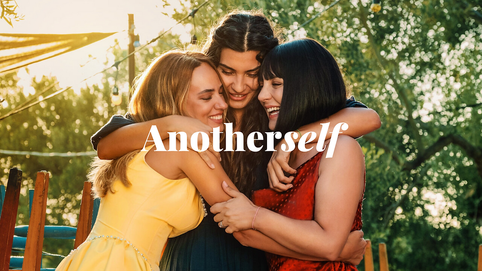 Three women hugging together