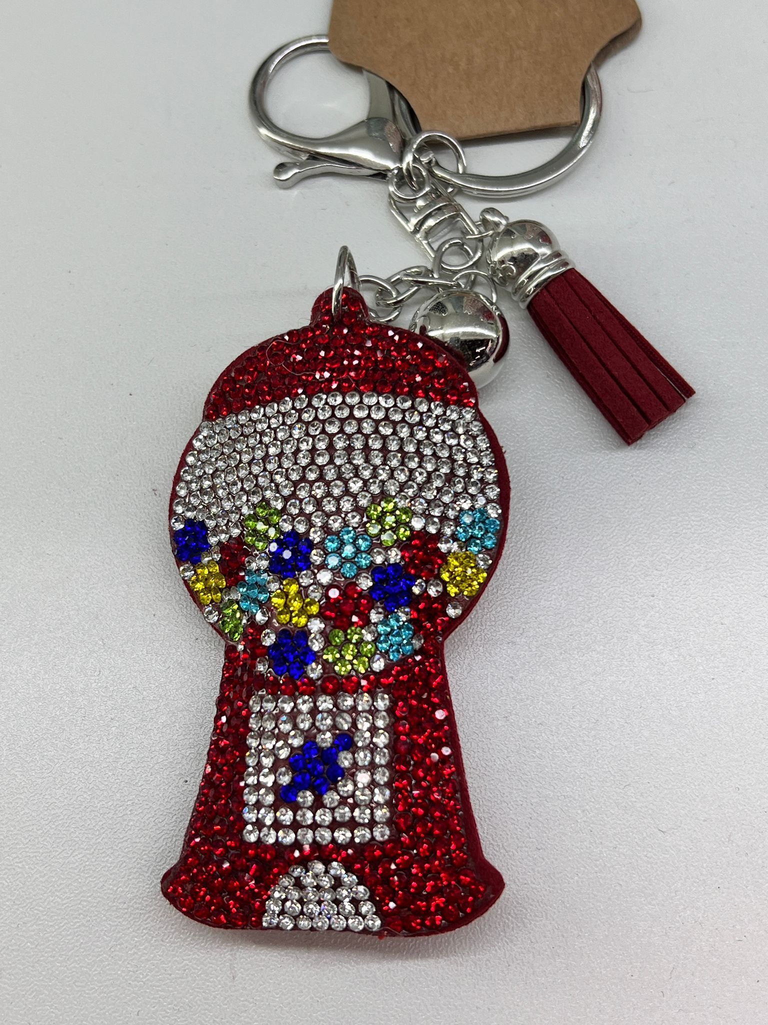 Rhinestone Gum Ball Machine Keychain