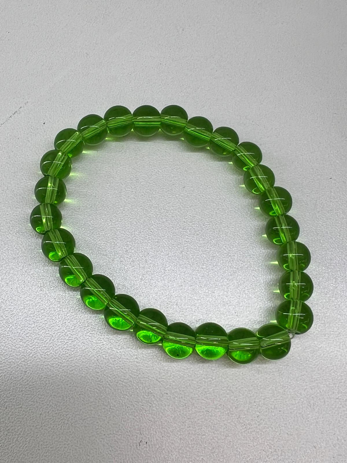 Clear Green beaded bracelets 12pcs