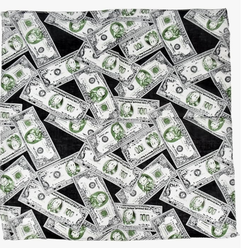 Bandana-Green Money  21"x21" 12pcs