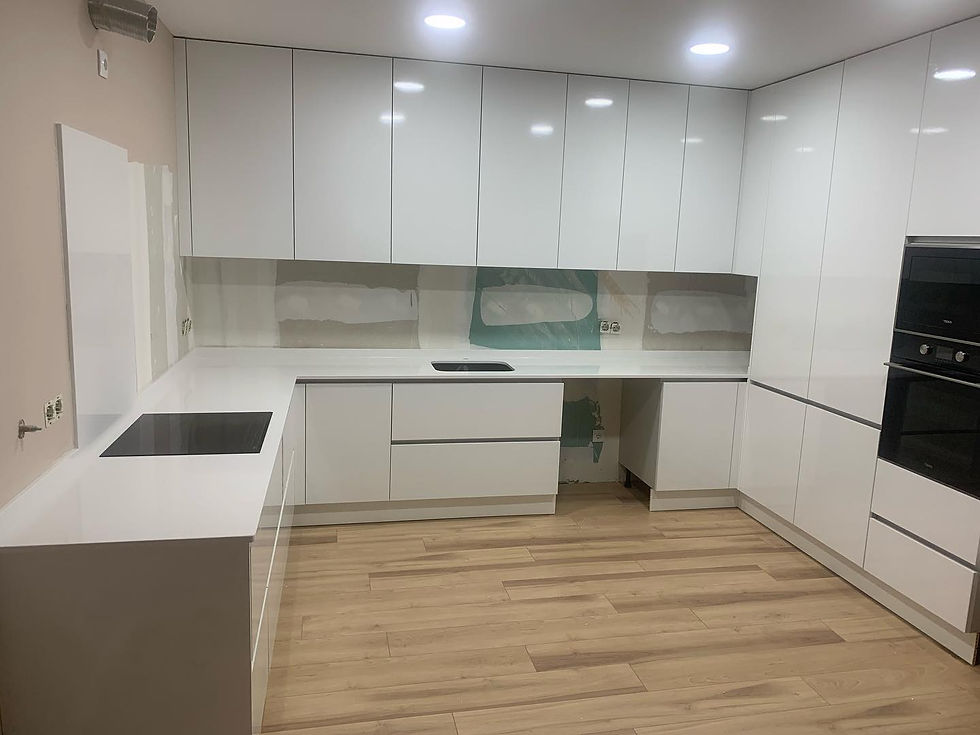 vista perspectiva bancada cozinha em quartz