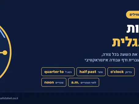 שעות באנגלית: איך אומרים את השעה, עם הגייה ודף עבודה