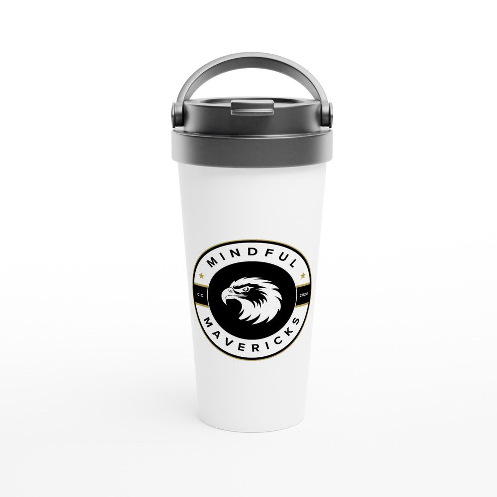 White 15oz Stainless Steel Travel Mug | Mindful Maverick