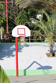 Outdoor basketball hoop at Fajardo Inn