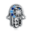 Thumbnail: BISAER 925 Sterling Silver Blue Crystals Eyes Round Bead Fatima Hamsa Hand 