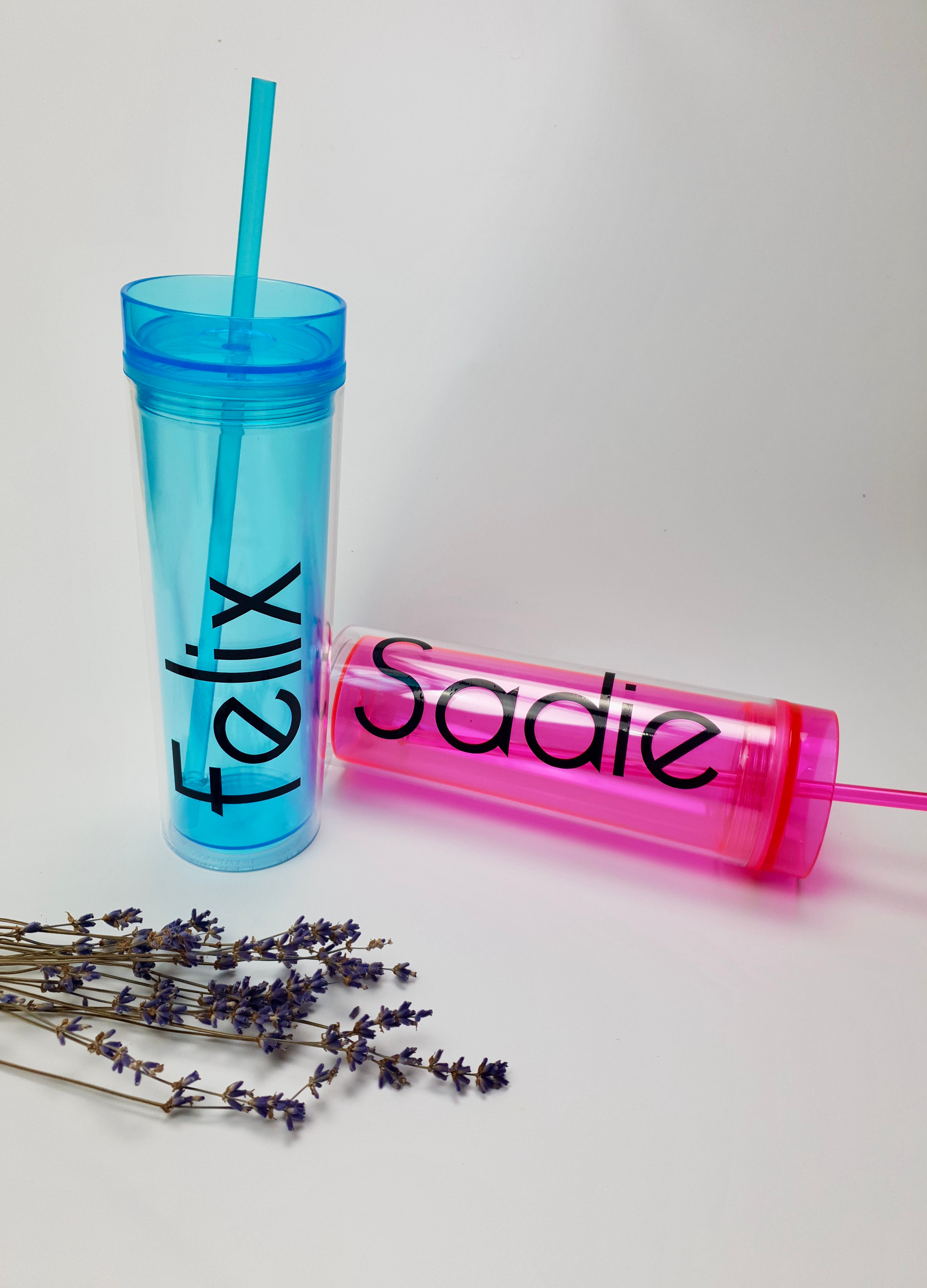 16oz Double Plastic Wall Tumbler with Straw