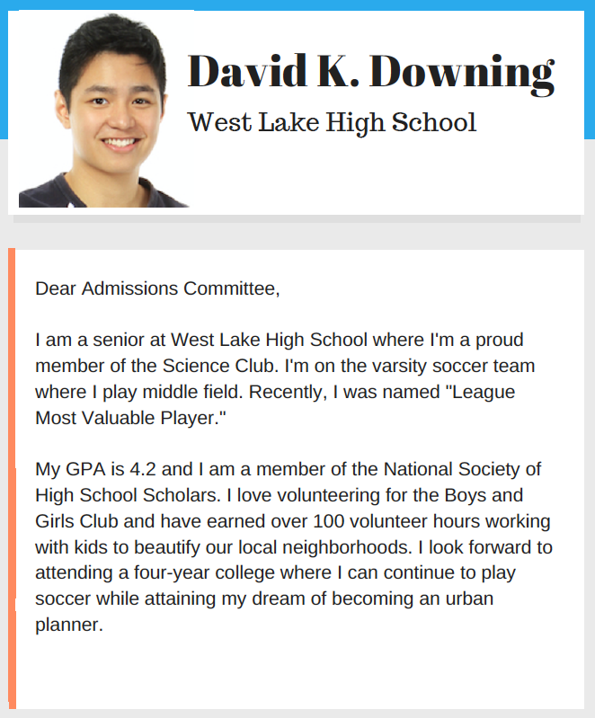 David Downing Application Letter