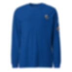 Thumbnail: Blue long sleeve shirt features printed logos. Unisex Rift Terra Long Sleeve Tee.
