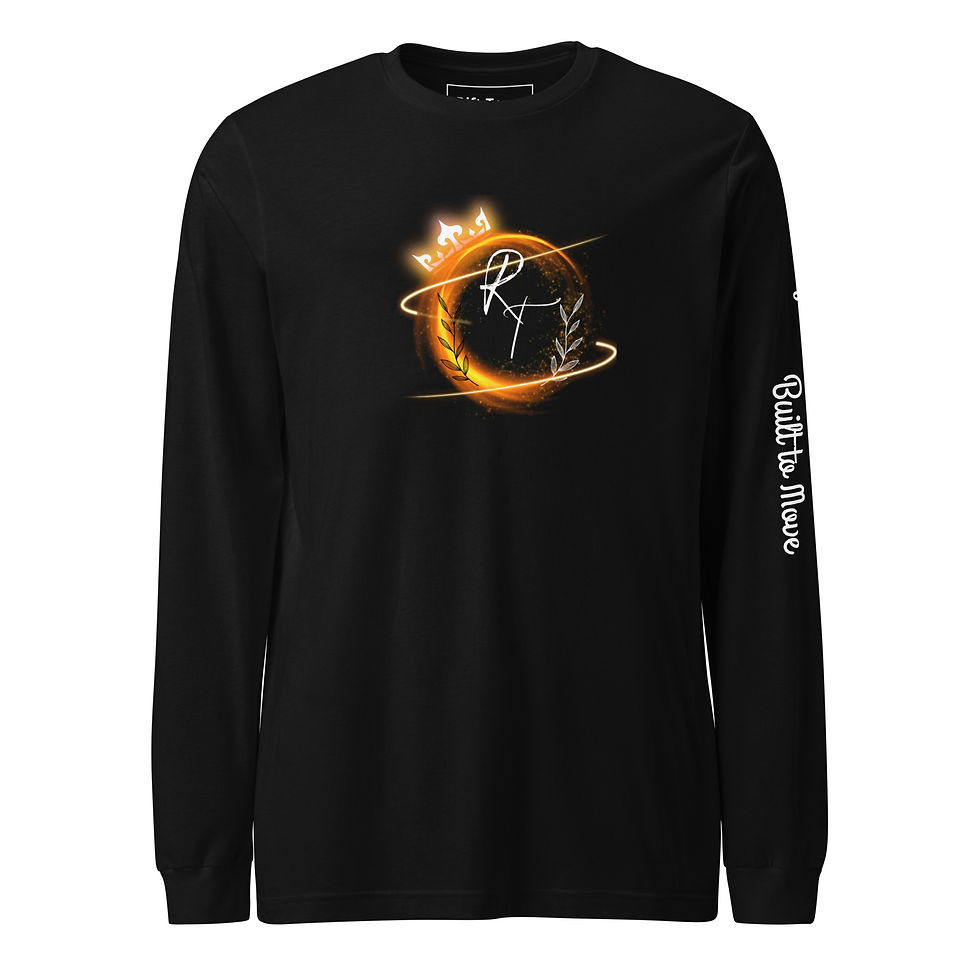 Black long sleeve shirt with Rift Terra logo and "Built to Rise" text.