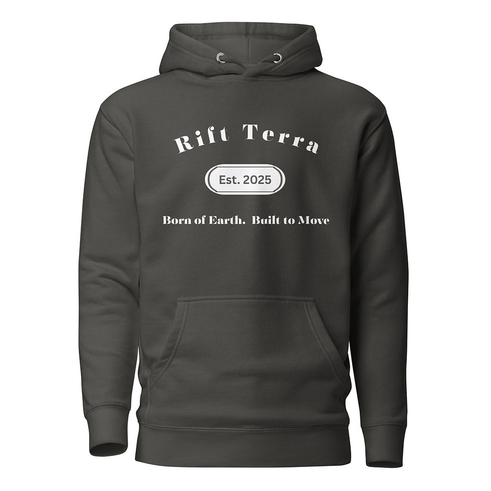 Thumbnail: Dark gray Rift Terra hoodie with white text reading Est. 2025.