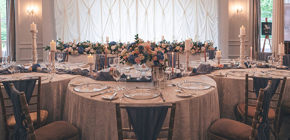 The Reception Room at Ashfield House dressed for a wedding breakfast as part of a wedding fair