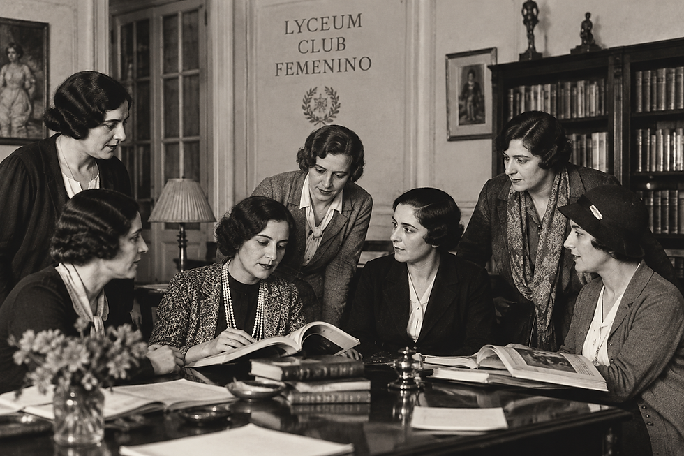 Socias del Lyceum Club Femenino, institución cultural fundada en Madrid en 1926 y presidida por María de Maeztu.