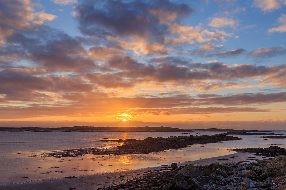 Sunset over the sea, Traigh Iar, Balranald, North Uist