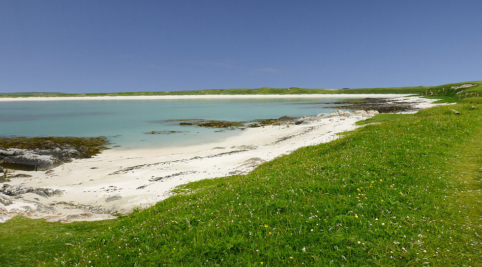 White sandy beach on our cottage doorste