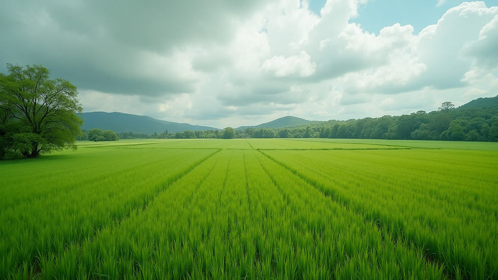 Wide angle view of a lush green landscape in Paraguay