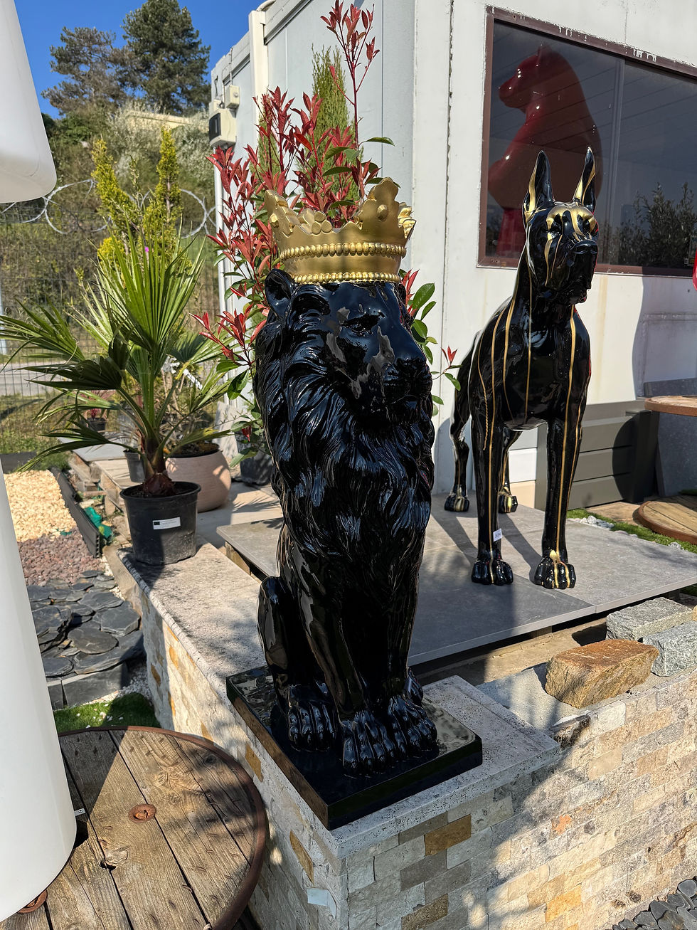 Miniature : Lion couronne et socle 95cm