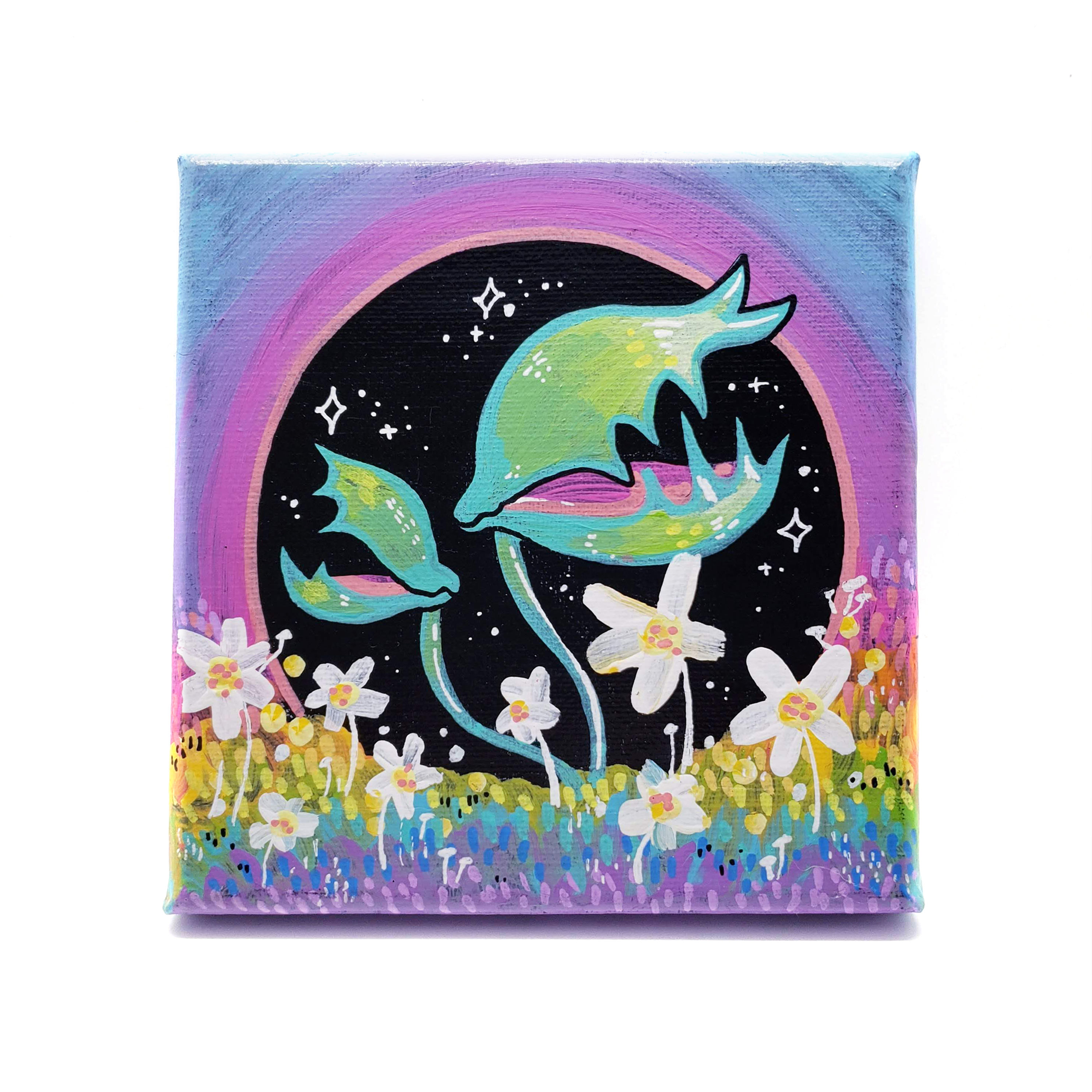 venus fly traps 6" acrylic painting