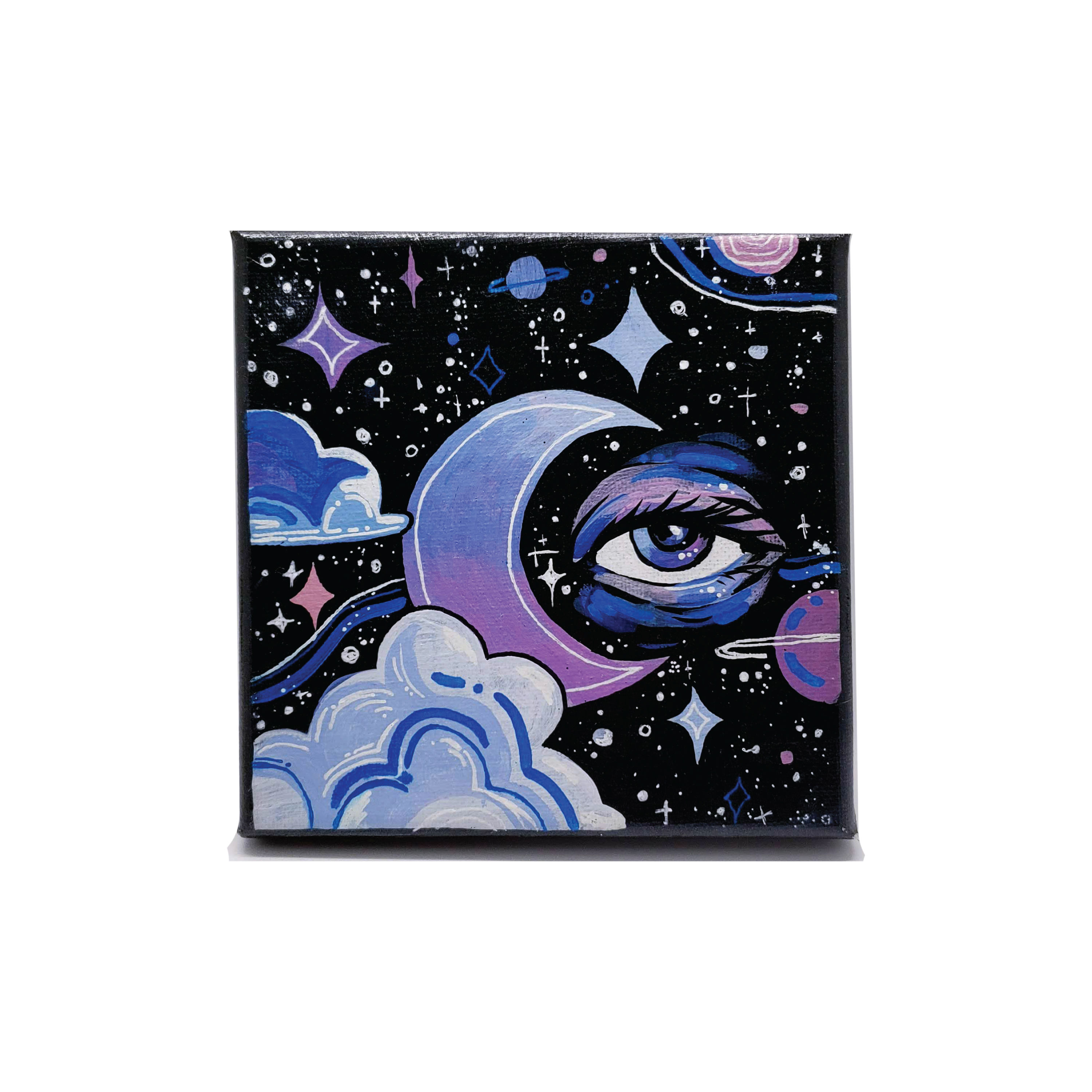 blue moon 6" acrylic painting