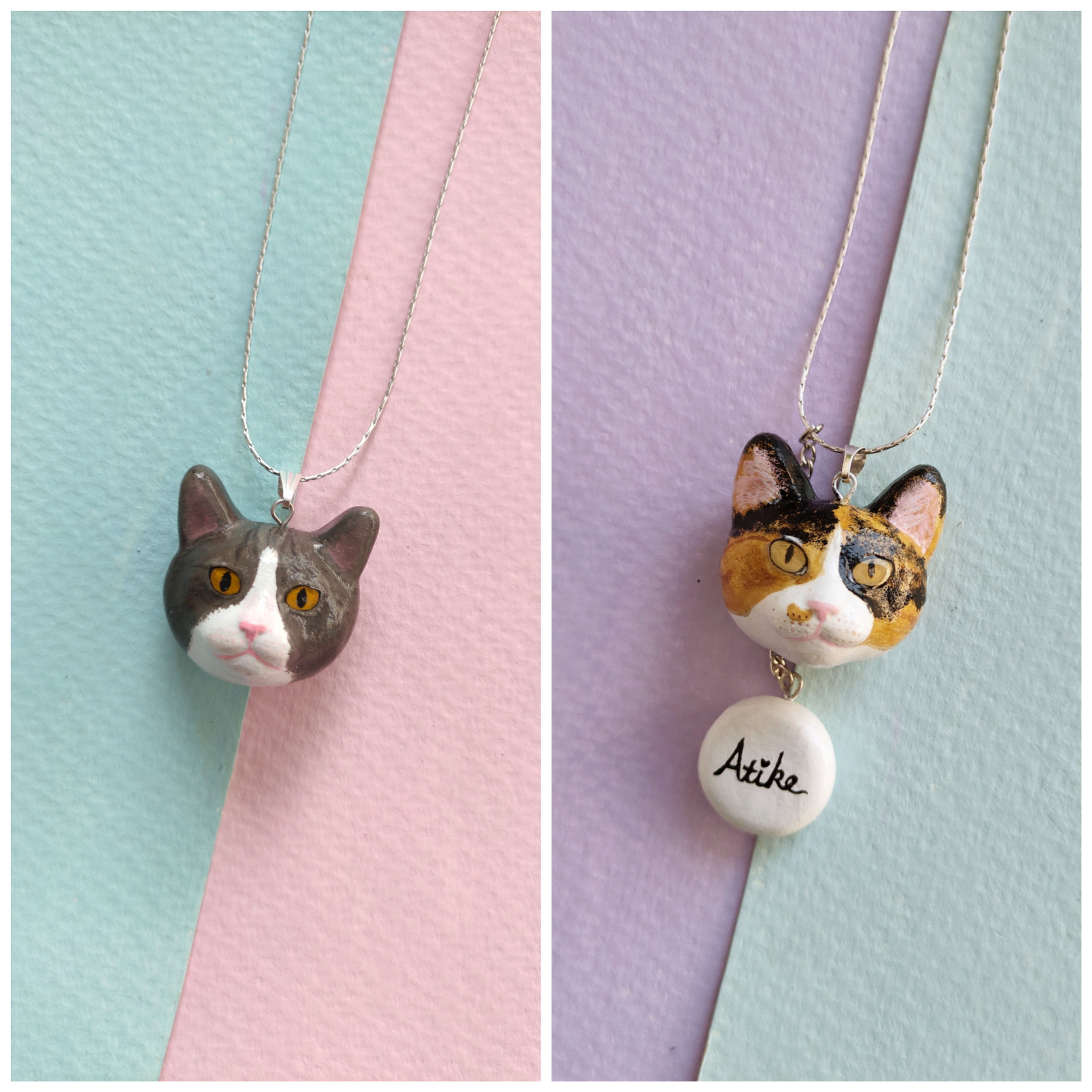 Kedi ,köpek ,kuş kişiye özel 3D el yapımı portre heykel hediye kolye