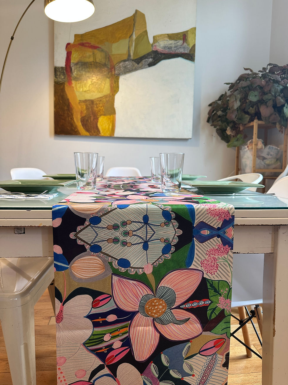 Thumbnail: Boho Chic Botanical Table Runner - Vintage Inspired Home Decor Accent