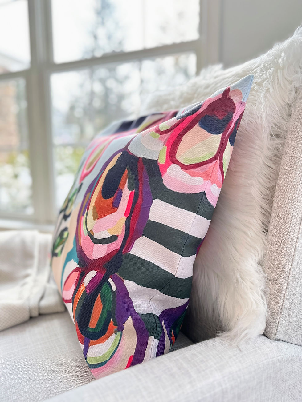 Thumbnail: Floral Botanical Sofa Throw Pillow with Boho Chic Design