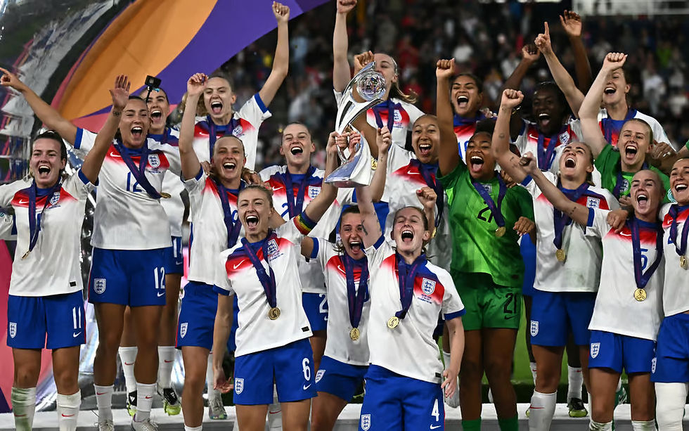 As Leoas da Inglaterra comemoram a vitória na Eurocopa 2025