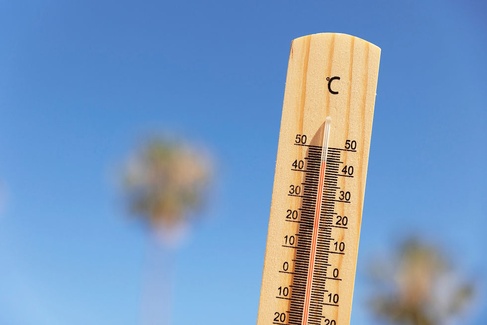 Termômetro de perto mostrando alta temperatura
