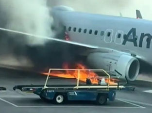 Avião da American Airlines pega fogo e força evacuação de passageiros