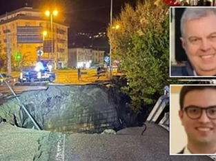 Pai e filho morrem após cratera engolir carro em Itália