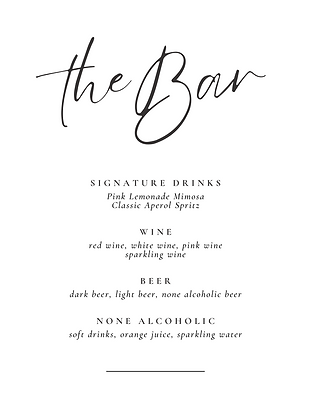 Bar Menu Custom 5x7 Flat
