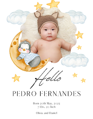 Birth Anouncement 3 Custom 5x7 Flat