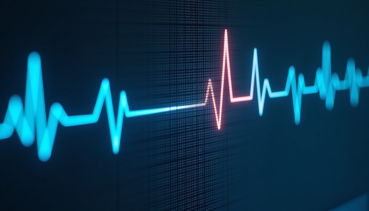 Close-up view of an ECG monitor displaying heart rhythm during exercise testing