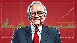 Warren Buffett illustration with an upward stock chart representing his successful value investing strategy based on buying great undervalued businesses and patiently letting their earnings compound; these value investing concepts are also successfully practiced by Bartoli Value Capital.