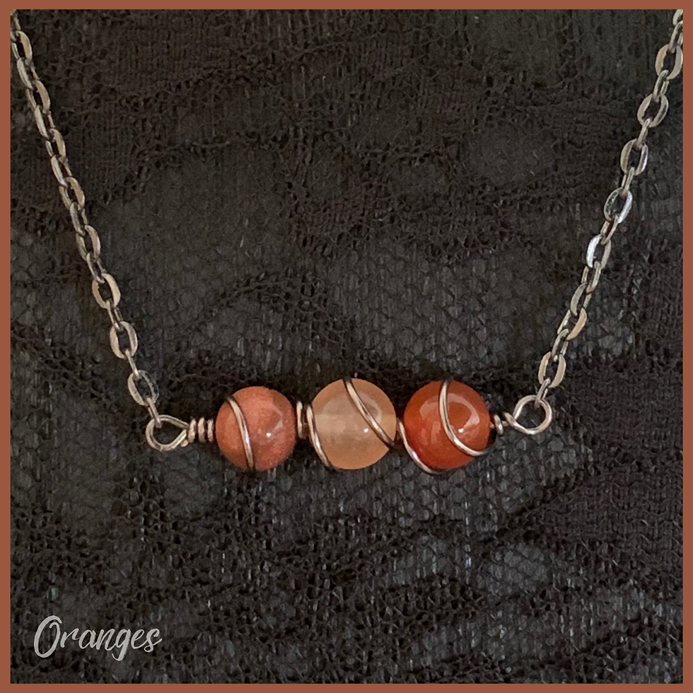 Thumbnail: Wire Wrapped Tri-Beaded Necklace