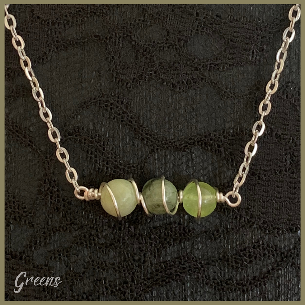 Thumbnail: Wire Wrapped Tri-Beaded Necklace