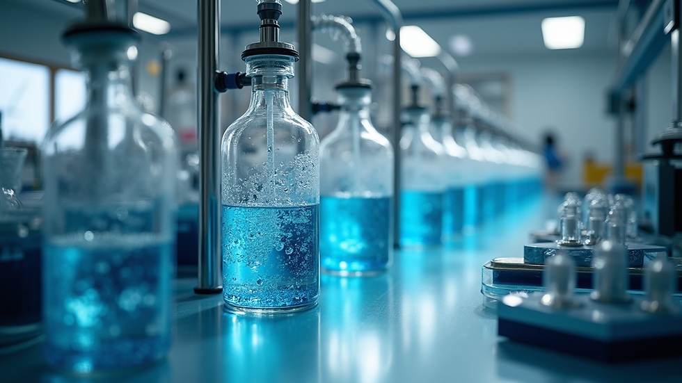 High angle view of advanced laboratory equipment used for water testing