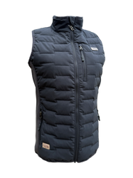 anthracite colored vest with polyester wadding, and stretchy side panels