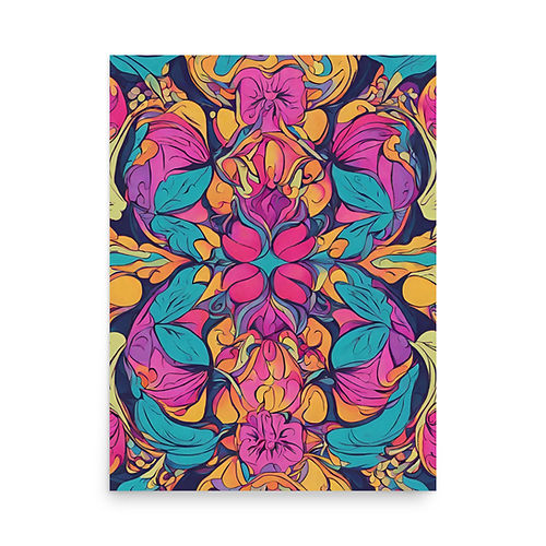 Kaleidoscope Queen: Vibrant Feminine Psychedelic Poster