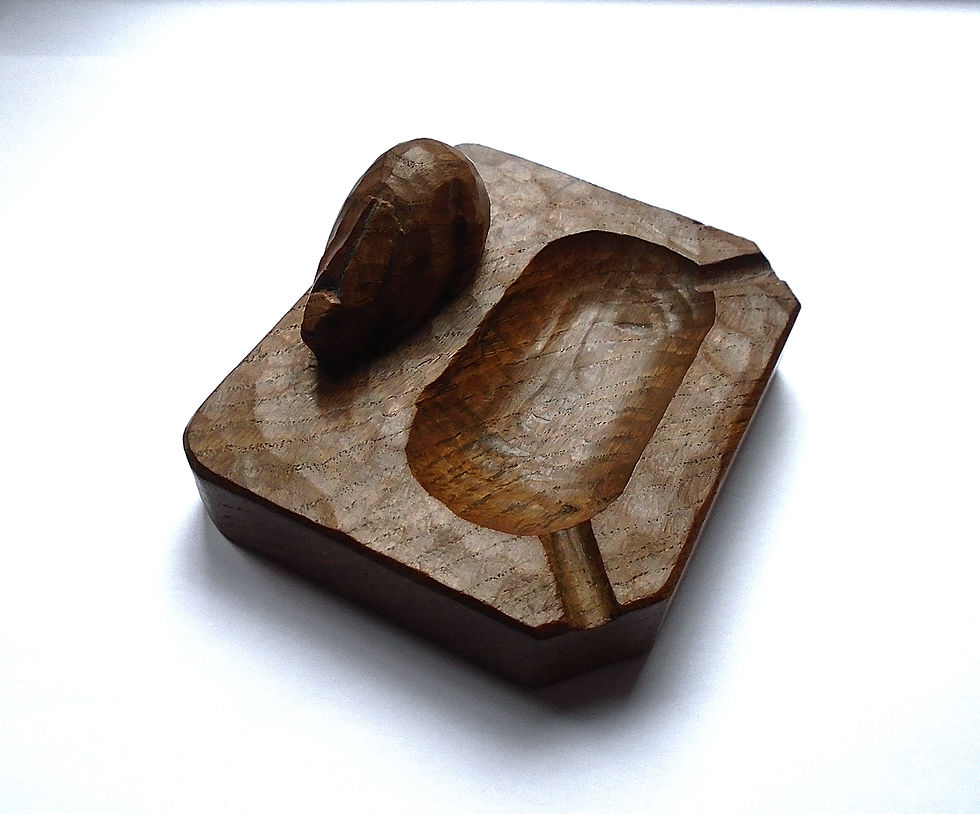 Thumbnail: Mouseman Craftsman, Peter 'Rabbitman' Heap, Dark Oak Ashtray, Circa 1970
