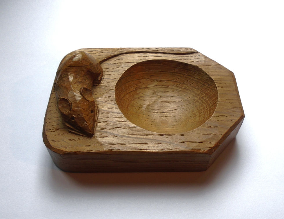 Vintage Robert 'Mouseman' Thompson Hand Carved Oak Pin Tray
